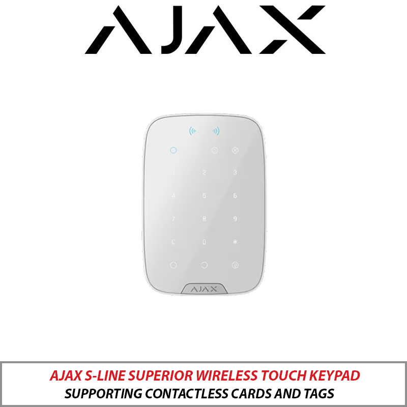 AJAX S-LINE SUPERIOR WIRELESS TOUCH KEYPAD SUPPORTING CONTACTLESS CARDS AND TAGS WHITE AJAX-70224-WHITE