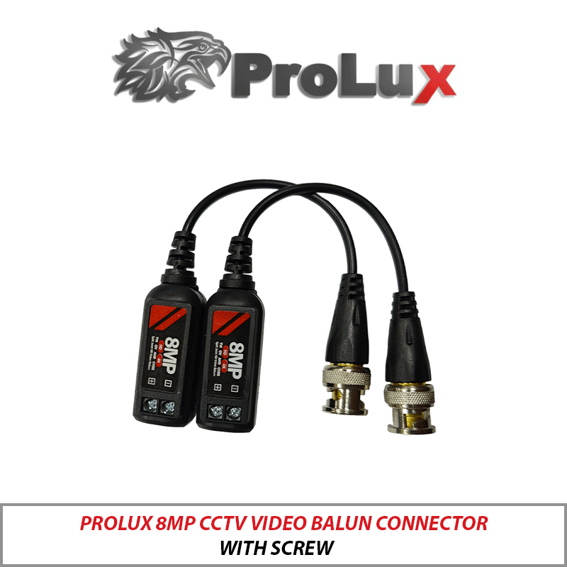 PROLUX 8MP PASSIVE VIDEO BALUN CONNECTOR WITH SCREW FOR POC AND NON-POC CAMERAS BAL-PX-8MP-SCQ