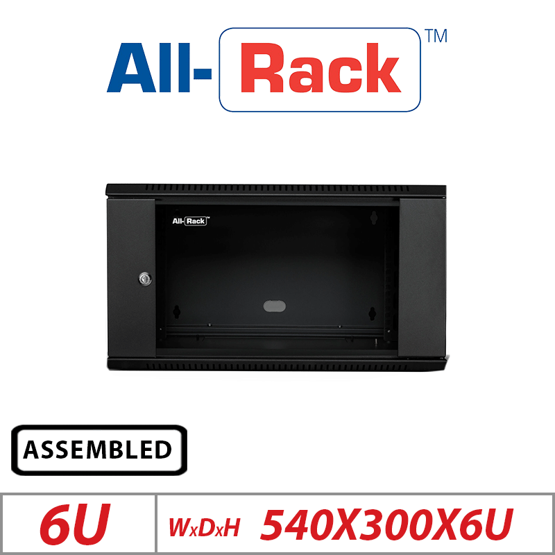 DATA CABINET - ASSEMBLED WALL MOUNT DATA CABINET BLACK 6U CAB6WB300BLK