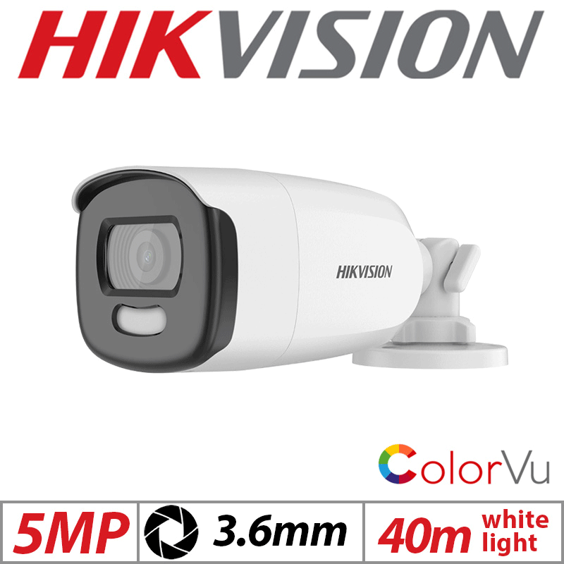 5MP HIKVISION 4IN1 COLORVU BULLET CAMERA 3.6MM WHITE DS-2CE12HFT-F3.6