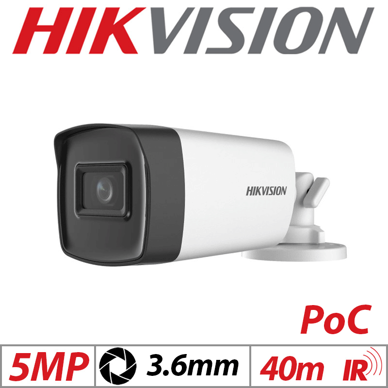 5MP HIKVISION 4IN1 BULLET POC CAMERA 3.6MM WHITE DS-2CE17H0T-IT3E-3.6MM