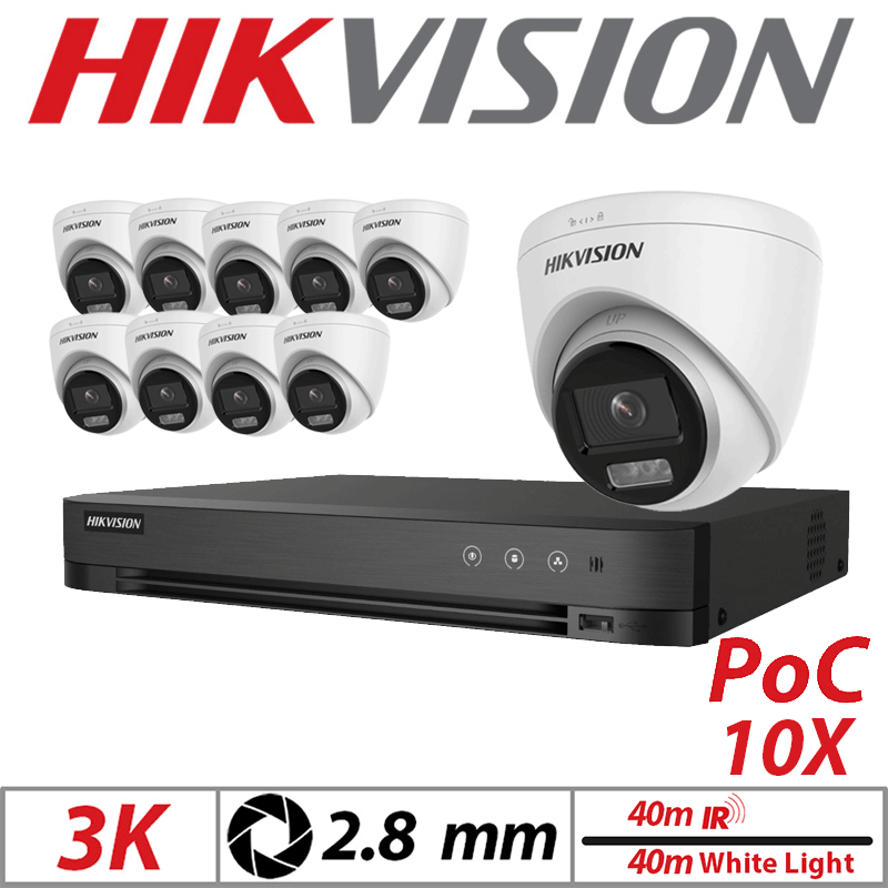 3K 16CH HIKVISION - 10X DUAL-LIGHT POC FIXED TURRET CAMERA 2.8MM WHITE DS-2CE72KF3T-LE(2.8mm)