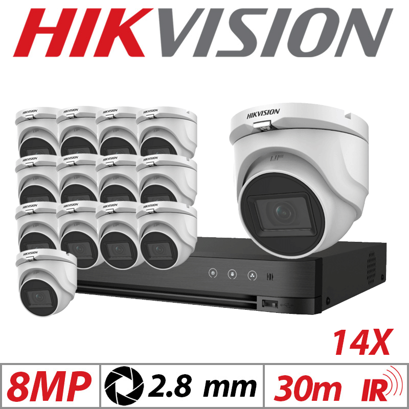 8MP 16CH HIKVISION - 14X 4IN1 FIXED TURRET CAMERA 2.8MM WHITE DS-2CE76U1T-ITMF