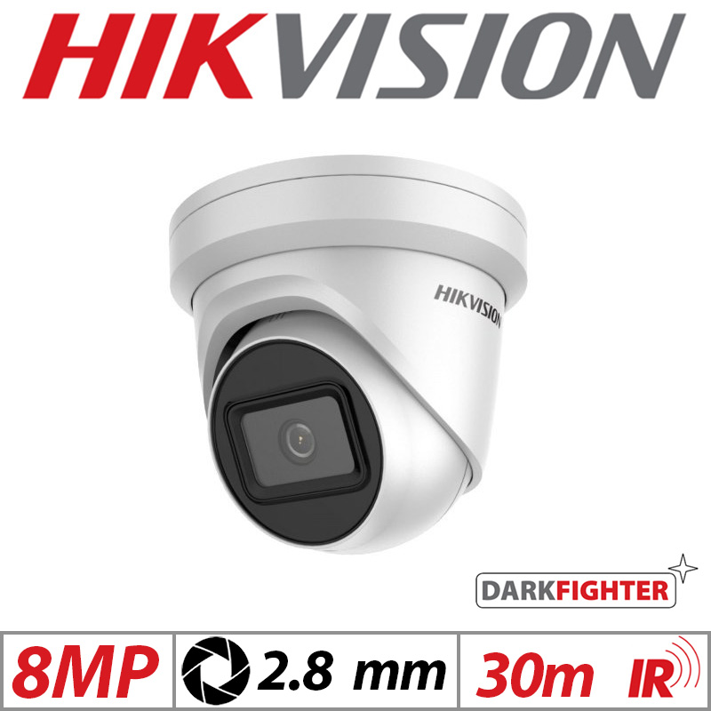 8MP HIKVISION DARKFIGHTER FIXED TURRET IP NETWORK CAMERA 2.8MM WHITE DS-2CD2385G1-I GRADED ITEM