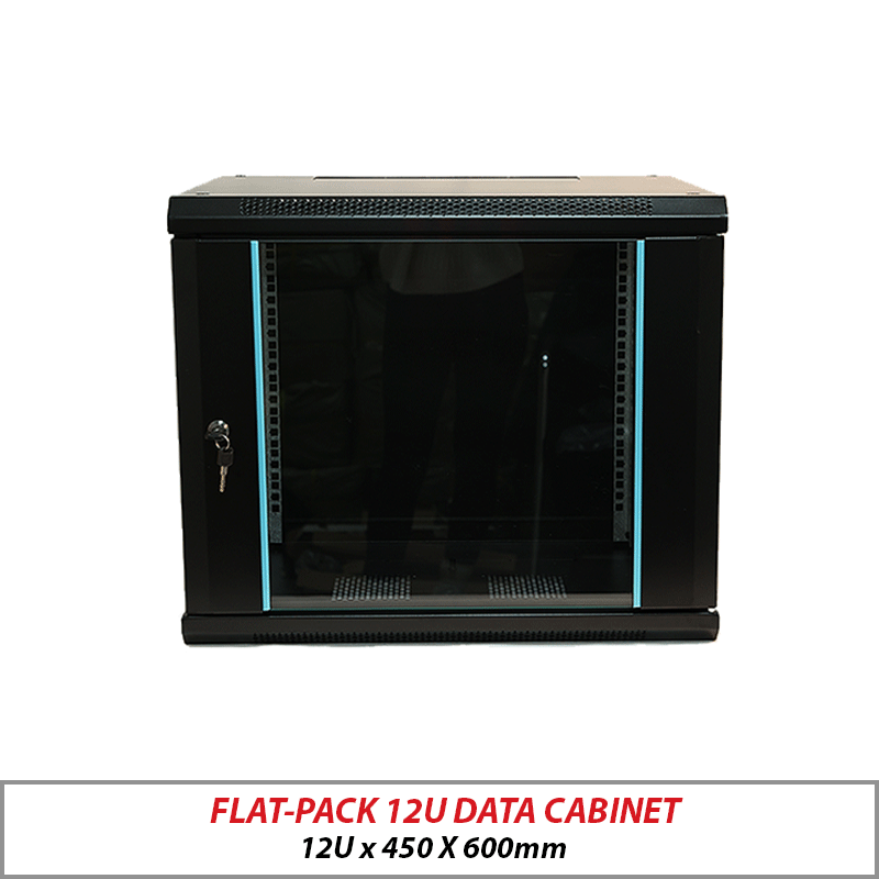 DATA CABINET - FLAT-PACK WALL MOUNT DATA CABINET BLACK 12U-450