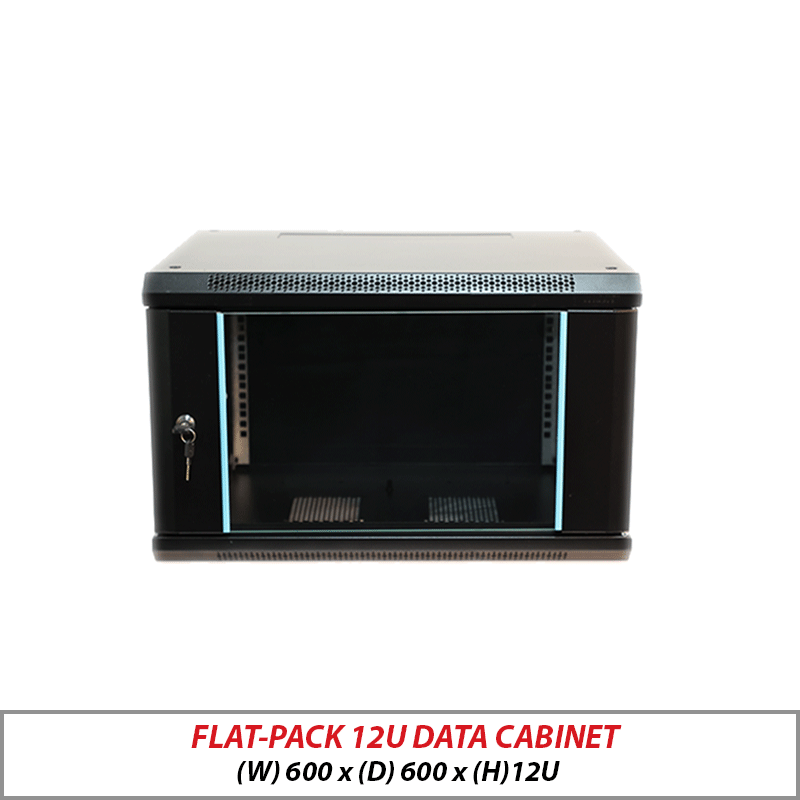 DATA CABINET - FLAT-PACK WALL MOUNT DATA CABINET BLACK 12U-600