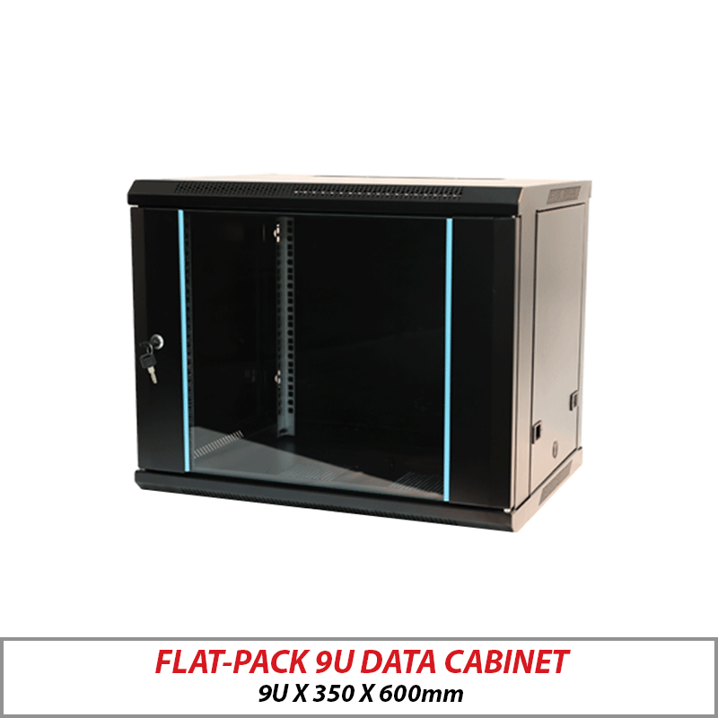 DATA CABINET - FLAT-PACK WALL MOUNT DATA CABINET BLACK 9U-350