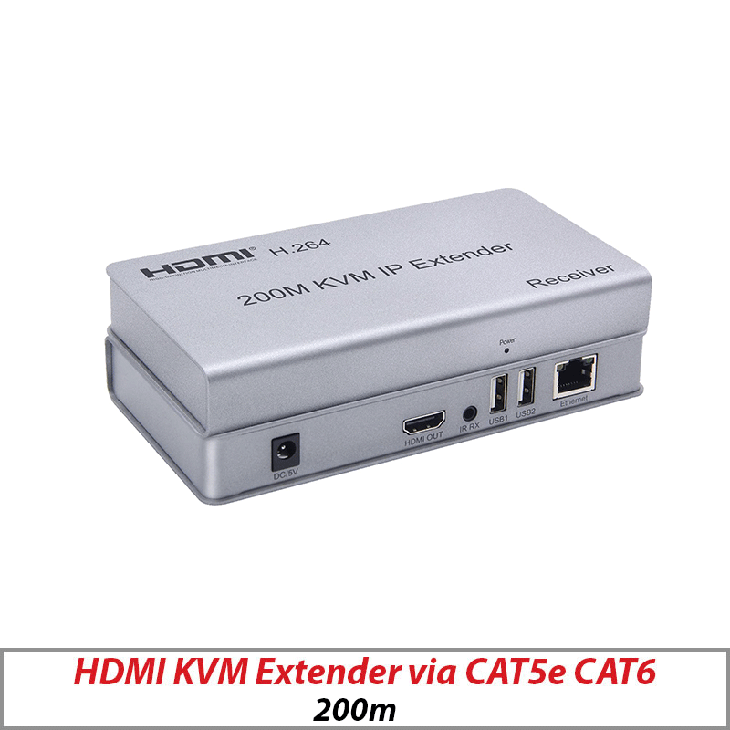 HDMI KVM EXTENDER HDMI-COMPATIBLE USB-A KEYBOARD MOUSE 3.5MM AUX CAT6 RJ45 LAN ETHERNET EXTENDER 1080P HDTV 200M