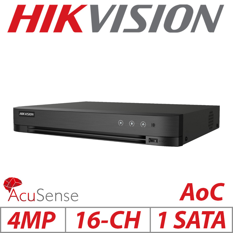 4MP 16CH HIKVISION 1U H.265 TURBO ACUSENSE AOC DVR IDS-7216HQHI-M1-XT