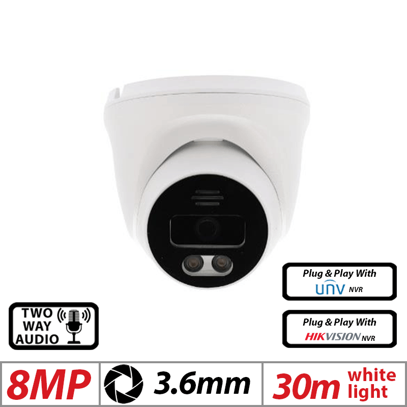 8MP NETWORK CAMERA WITH 2 WAY AUDIO 3.6MM WHITE IPC508W8MP-2WAY