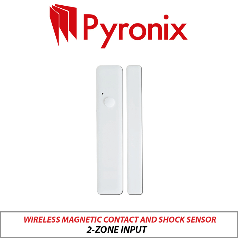 PYRONIX WIRELESS MAGNETIC CONTACT AND SHOCK SENSOR WITH 2-ZONE INPUT, WHITE MC1Z2-SHOCK-WE