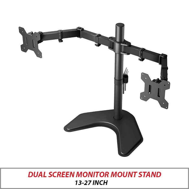 DUAL SCREEN COMPUTER MONITOR MOUNT STAND FOR 13-27 INCH MONITOR-DESK-STAND