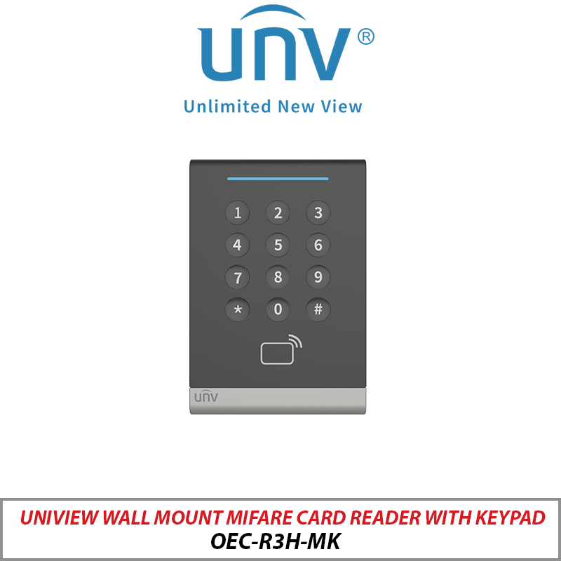 UNIVIEW WALL MOUNT MIFARE CARD READER WITH KEYPAD OEC-R3H-MK
