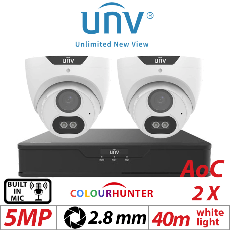 5MP 4CH UNIVIEW - 2X FIXED TURRET ANALOG CAMERA 2.8MM