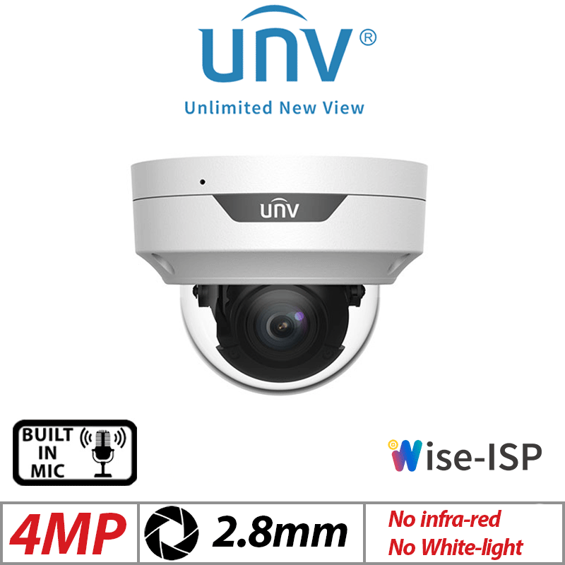 4MP UNIVIEW COLORHUNTER WITH WISE-ISP NETWORK FIXED DOME CAMERA 2.8MM WHITE IPC3514LE-ADF28K-WP