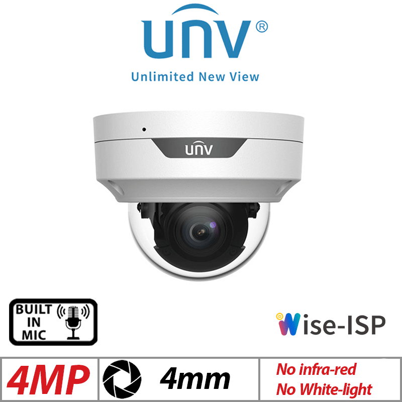 4MP UNIVIEW COLORHUNTER WITH WISE-ISP NETWORK FIXED DOME CAMERA 4MM WHITE IPC3514LE-ADF40K-WP