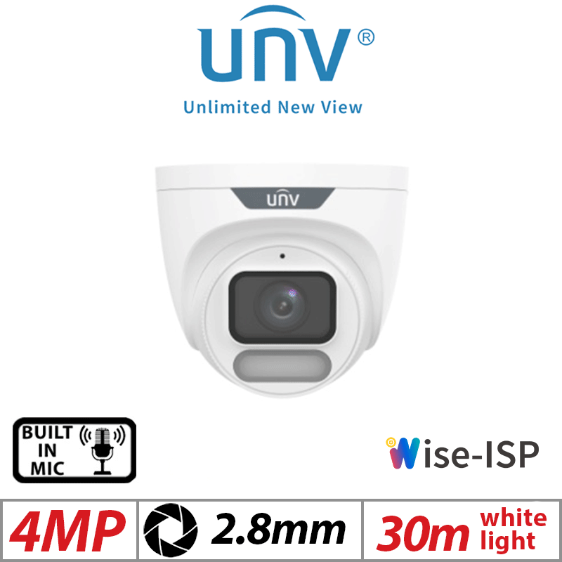 4MP UNIVIEW COLORHUNTER WITH WISE-ISP FIXED TURRET NETWORK CAMERA 2.8MM WHITE UNV-IPC3624LE-ADF28K-WP