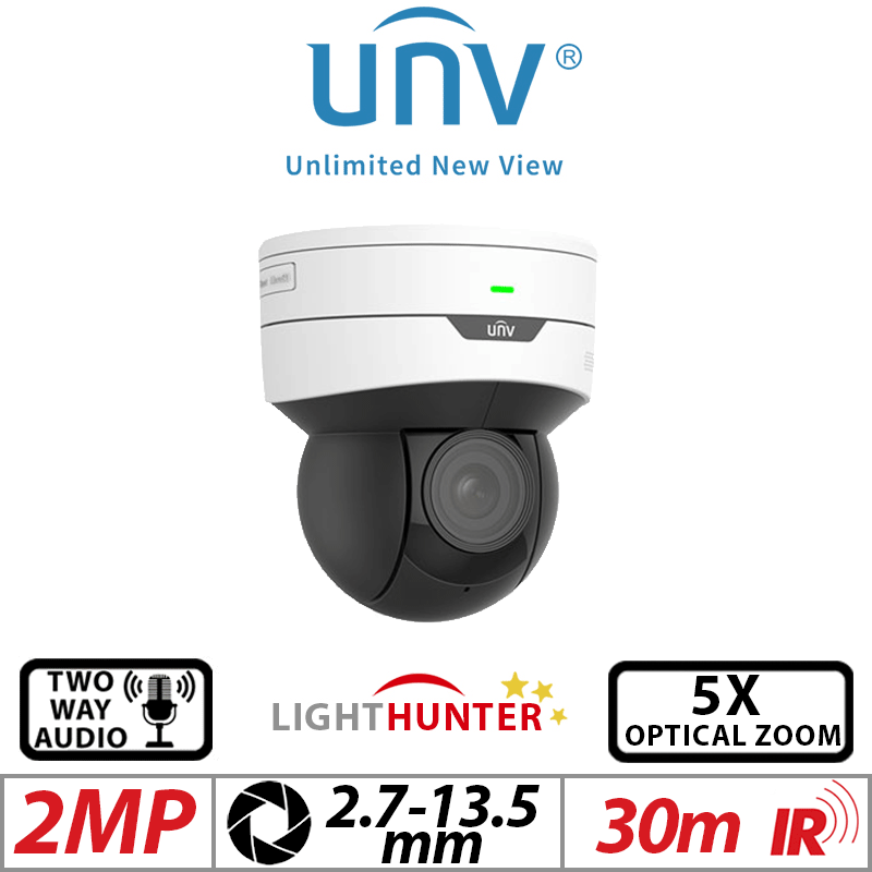 2MP UNIVIEW STARLIGHT IR NETWORK INDOOR MINIPTZ DOME CAMERA 2.7-13.5MM WHITE IPC6412LR-X5UPW-VG