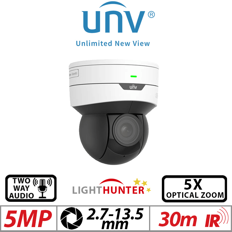 5MP UNIVIEW STARLIGHT IR NETWORK INDOOR MINIPTZ DOME CAMERA IPC6415SR-X5UPW-VG