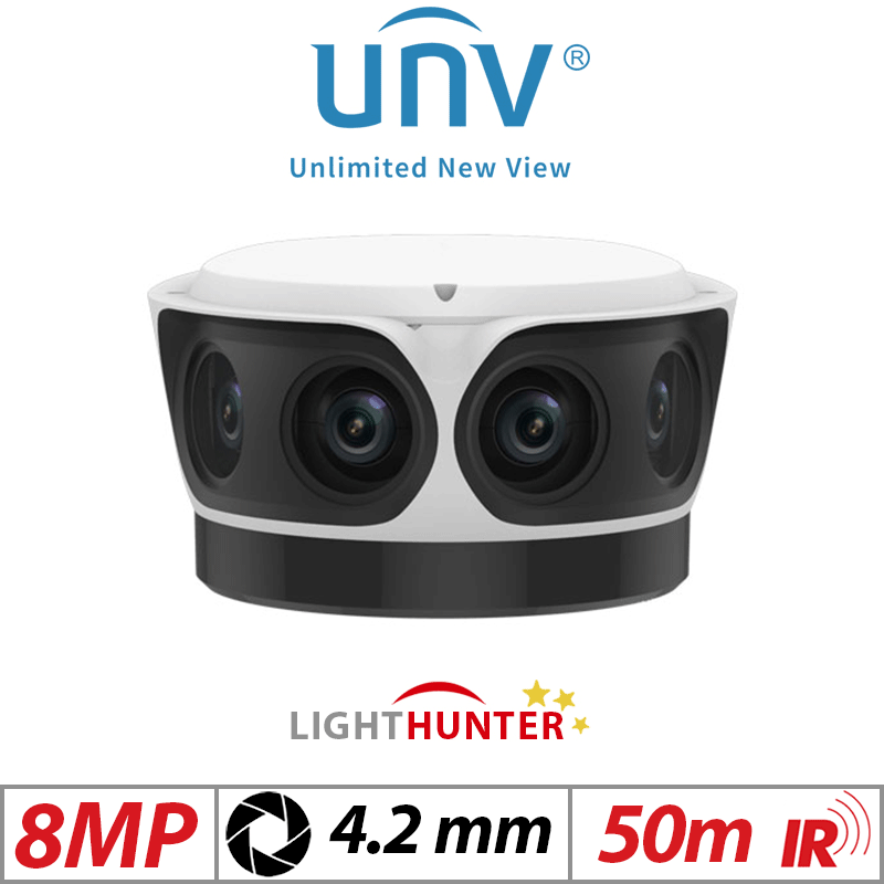 8MP (4X 8MP) UNIVIEW LIGHTHUNTER 180 OMNIVIEW PANORAMIC FIXED TURRET IP NETWORK CAMERA  4.2MM IPC8542ER5-DUP