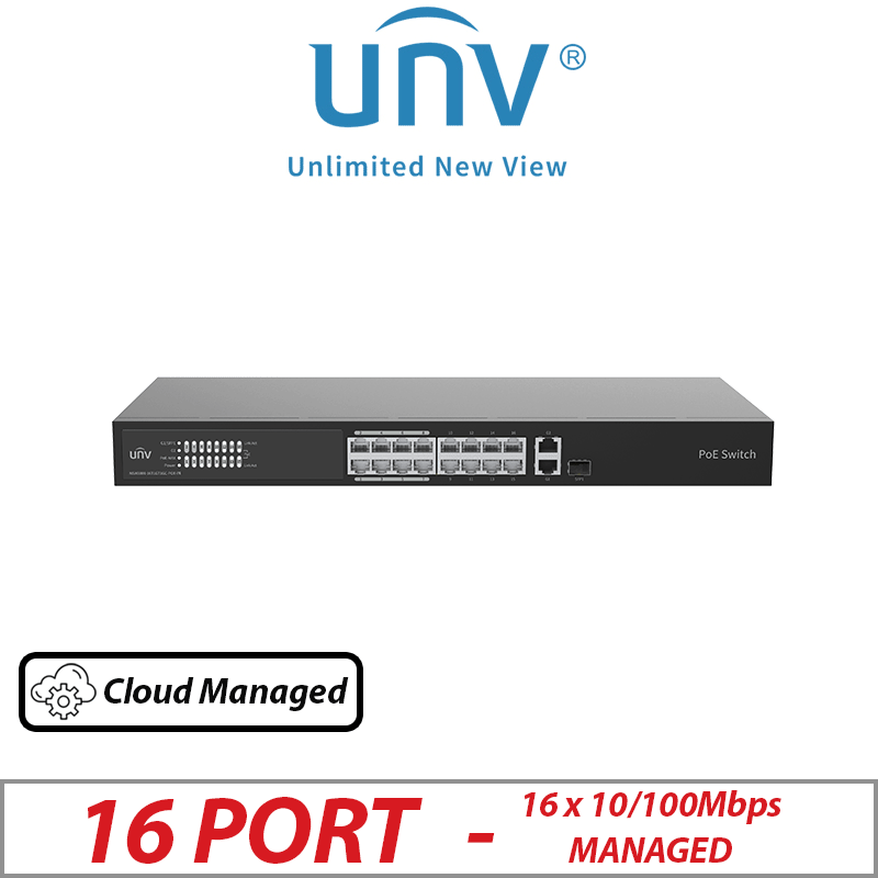 16POE + 2UPLINK PORT UNIVIEW CLOUD MANAGED SWITCH NSW3000-16T1GT1GC-POE-IN