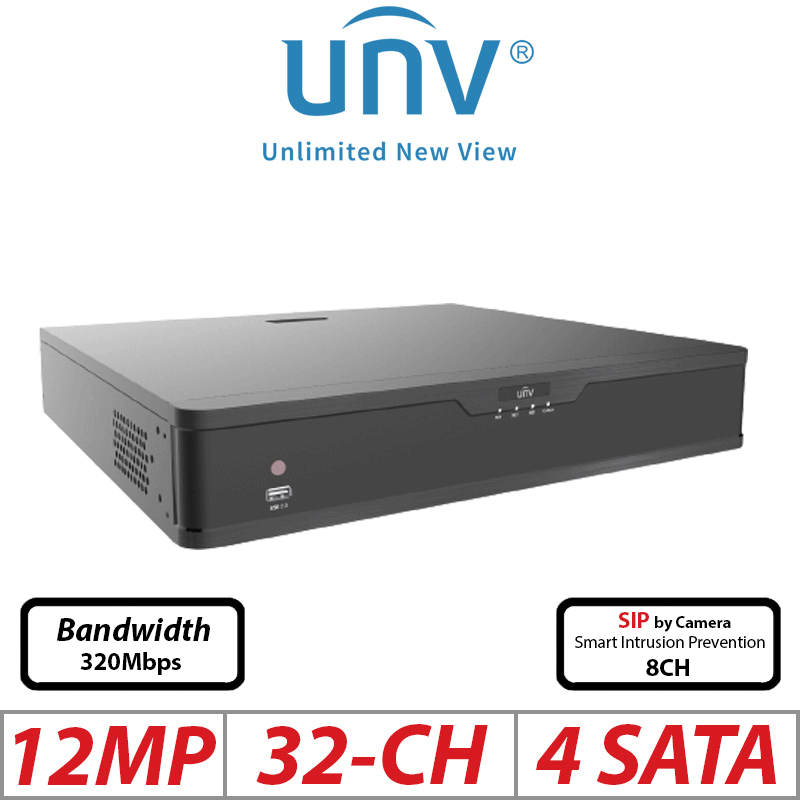 ‌12MP 32-CH UNIVIEW POE 4-SATA HD NVR WITH VIDEO CONTENT ANALYSIS ULTRA 265/H.265/H.264 NVR304-32E2-P16