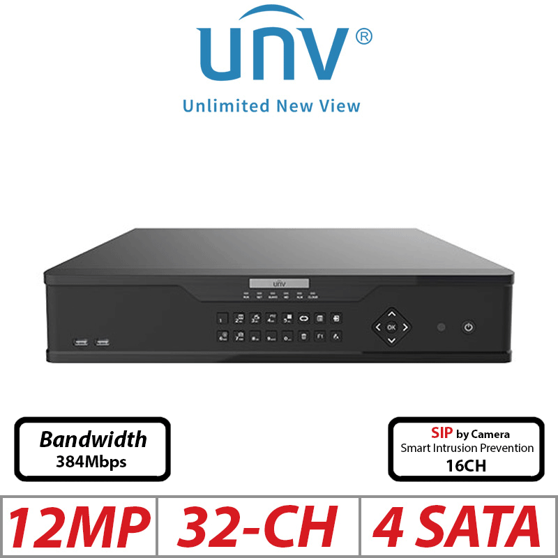 ‌‌12MP 32-CH UNIVIEW NON-POE 4-SATA HD NVR WITH VIDEO CONTENT ANALYSIS ULTRA 265/H.265/H.264 NVR304-32X