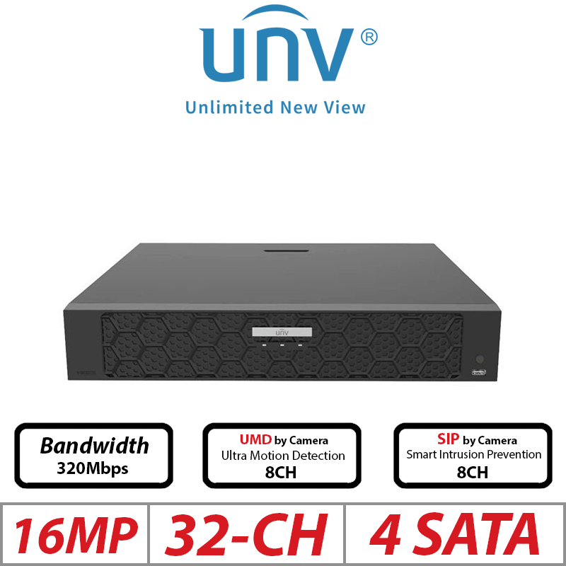 16MP 32-CH UNIVIEW 16 PORT POE 4-SATA HD NVR NVR504-32B-P16