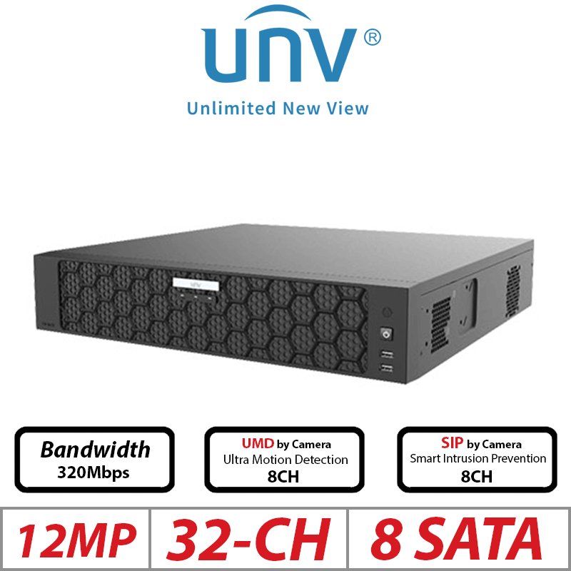 12MP 32-CH UNIVIEW 8-SATA NVR ULTRA 265/H.265/H.264 UNV-NVR508-32B