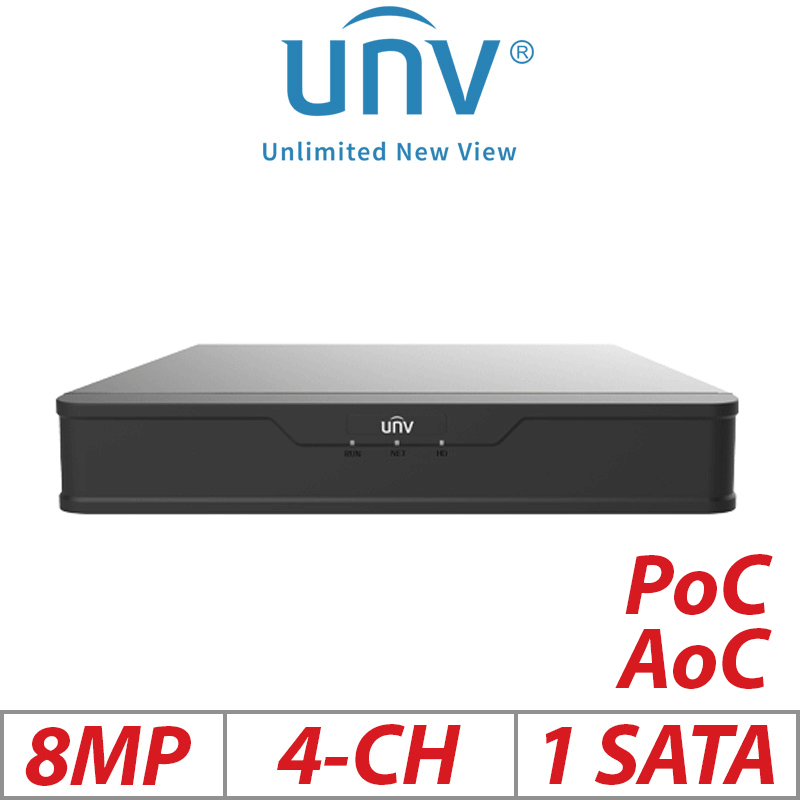 8MP 4-CH UNIVIEW 1-SATA POC ULTRA 265/H.265/H.264  UNV-XVR301-04U3-P4