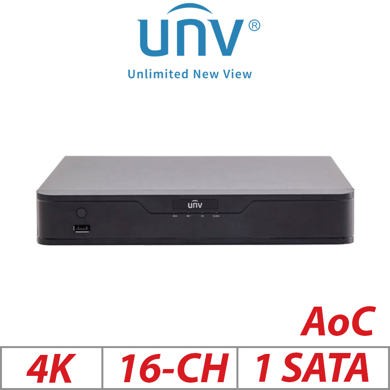 ‌‌‌4K 8MP 16-CH UNIVIEW 1-SATA 4-CH AI HUMAN DETECTION 8-CH ULTRA MOTION HYBRID XVR INCLUDING 8 ADDITIONAL IP CHANNELS H.265 H.264 XVR301-16Q3