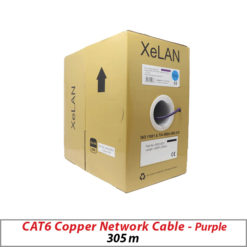 CAT6 XELAN NETWORK UTP RJ45 LAN SOLID COPPER LOW SMOKE LSOH CABLE 305m VIOLET