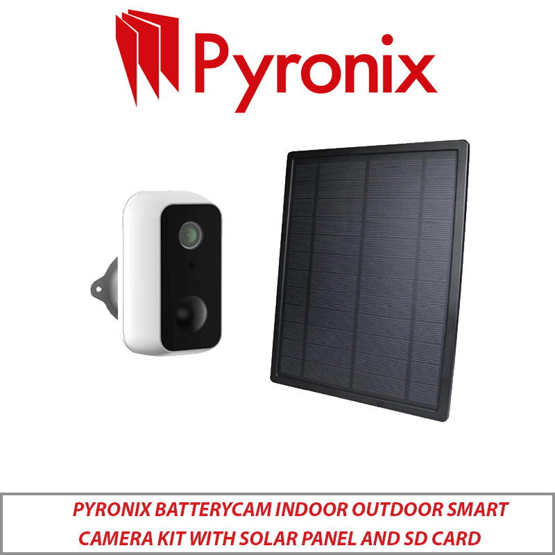 PYRONIX BATTERYCAM INDOOR OUTDOOR SMART CAMERA KIT WITH SOLAR PANEL AND SD CARD BATTERYCAM-KIT-SDSOL