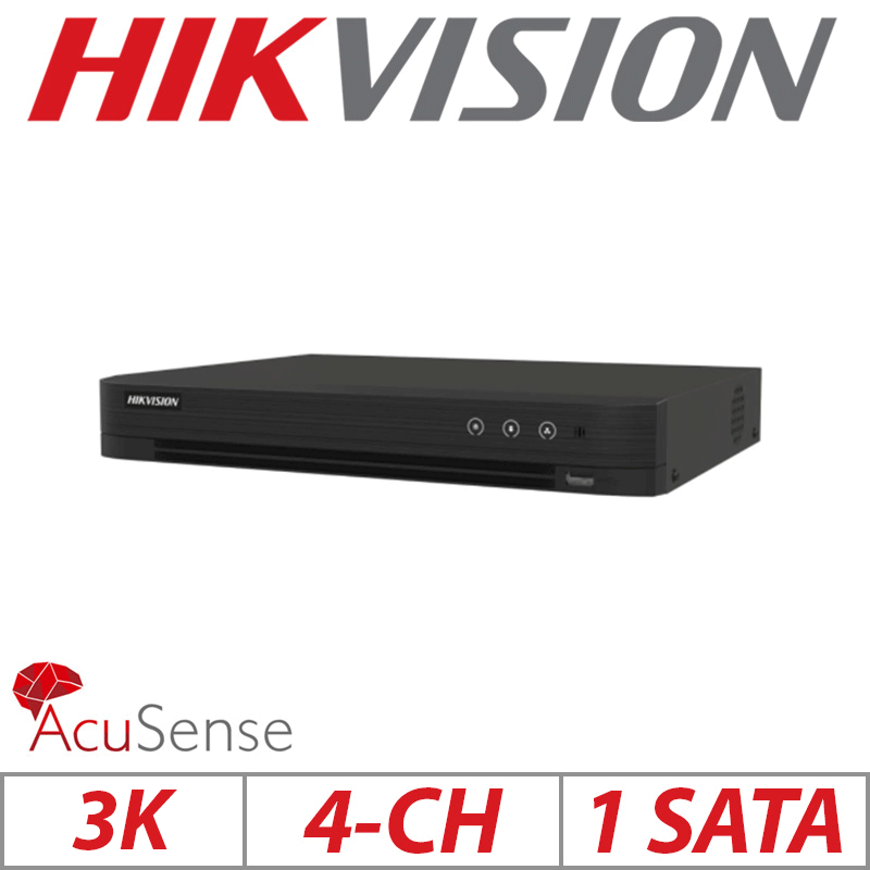 3K 4CH HIKVISION 1U H.265 TURBO ACUSENSE DVR WITH 2-CH ACUSEARCH IDS-7204HQHI-M1/XT