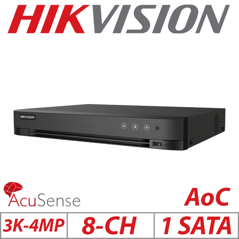 3K 4MP 8CH HIKVISION 1U H.265 ACUSENSE AOC DVR iDS-7208HQHI-M1/XT